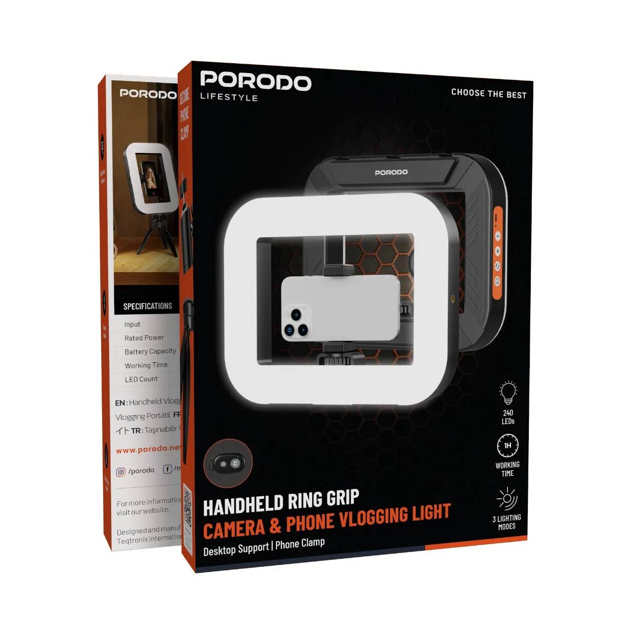 رینگ لایت دستی مدل PDLFST214 برند porodo